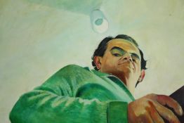 Oil on canvas, portrait, signed J Di Giuseppe and dated 1999. H.49 W.65cm.