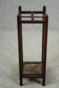 Stick or umbrella stand, C.1900 oak with lift out drip tray. H.76cm.