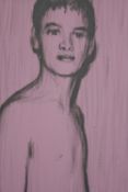 Acrylic on canvas, portrait, unsigned, framed. H.33 W.28cm.