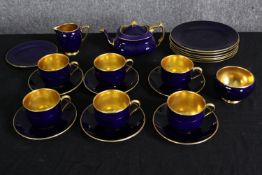 A Carltonware Bleu Royale part tea service, including six cups and saucers. Dia.19cm. (largest).