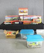 A collection of boxed Hornby and Bachmann train sets and rolling stock items. H.30 W.80 D.8cm. (box)