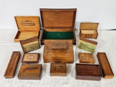 An extensive collection of various wooden boxes