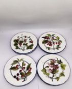 A set of ten dinner plates by 'Colefax and Fowler' with fruit design. (3 x raspberry, 3 x