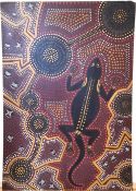 Billy Stockman Tjapaltjarri, Aboriginal Australian (1925 - 2015), oil on board , aboriginal design