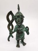A Nigerian bronze statue of A Benin dignitary. H.12cm.