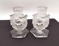 A pair of Lalique molded and frosted glass 