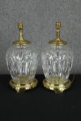 A pair of cut glass table lamps, modern. H.38cm. (each).
