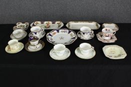 A group of various Staffordshire and other porcelain. L.32 W.16cm. (largest).