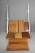 A mid century teak and metal modular shelving system by Olof Pira, Sweden, (disassembled) H.
