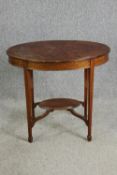 A burr wood side table, 19th century, in the George III style. H.74 W.80 D.53cm.