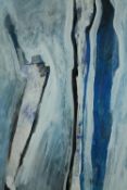 An acrylic abstract composition, indistinctly signed, in an ebonized frame. H.62 W.47cm.
