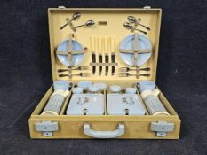 A Brexton retro vintage mid 20th century picnic hamper. H.39 W.52cm.