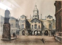 After Edward King, British (1862 - 1951) and Eugene Tily, hand coloured etching, Horse Guards,