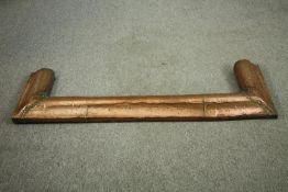 A hammered copper fire kerb. L.142 W.43cm.