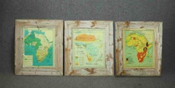 † Three vintage African maps illustrating countries, climate and terrain respectively. H.99 W.