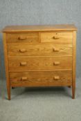 A mid 20th century ash chest of drawers. H.106 W.106 D.48cm.