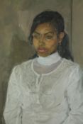 † James Lloyd, Canadian, (b.1957), oil on canvas, 'Elci in White'. H.91 W.100cm.