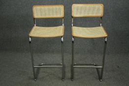 A pair of Marcel Breuer style Cesca bar stools. H.97cm. (each).