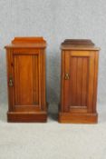 A pair of late Victorian walnut pot cupboards. H.83 W.39 D.35cm. (each). Not an exact pair.