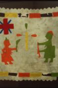† A Fante flag, African, framed and glazed. H.140 W.140cm.