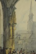 An English school 19th century Grand Tour watercolour depicting the entrance to a North European