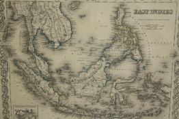 † A hand coloured map of the East Indies, from J H Colton's 'World Atlas' published, New York, 1857,
