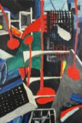 An abstract composition, oil on canvas. H.61 W.46cm.