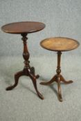 Two George II style mahogany wine tables. H.65cm. (largest).