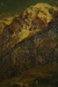 A 19th century oil on canvas, study of a mountain, signed M. Sola. H.40 W.30cm.