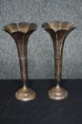 A pair of weighted silver trumpet vases by Horace Woodward & Co Ltd, English hallmarks circa 1911.