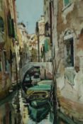 Peter Berrisford, a 20th century watercolour, Venetian view, signed Berrisford, framed and glazed.