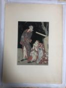 Katsukawa Shun'ei, Japanese (1762 - 1819), woodblock print, two Kabuki theatre actors, with artist's