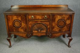 A George II revival style elm and pollard elm sideboard, circa 1930. H.104 W.167 D.60cm.