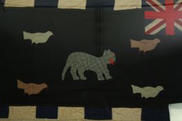 TR13242 † A Fante Asafo flag, framed and glazed. H.100 W.170cm.