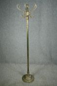 A 20th century brass hall stand. H.166cm.