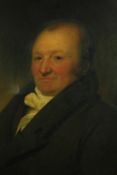 An early 19th century English school portrait of a gentleman, the reverse bearing a later label,