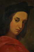 A Renaissance style oil on board, portrait of a woman, possibly 19th century. H.38 W.32cm.