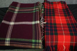 Two vintage woollen tartan blankets. L.254 W.142cm. (largest).