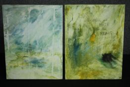 STOT21stCplanB (Harry Adams), two oil and caustic paint on boards: Its That Bad and Not With Phase