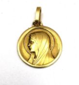 Firmin-Pierre Lasserre, an 18ct yellow gold French religious pedant of Mary Magdalene, signed P.