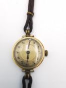 A French ladies 18ct yellow gold automatic watch on chord strap. Hallmarked:18K, JB,GCD, French