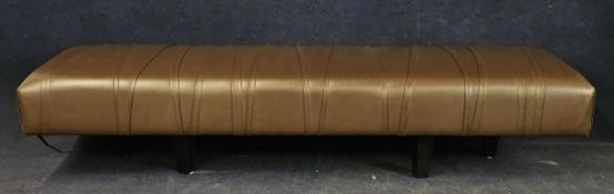 A large contemporary Il Pezzo tan leather bench. L.180cm