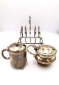 A collection of Victorian silver and white metal, including an Art Nouveau design silver toast