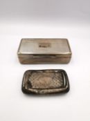 Two antique silver snuff boxes, one Georgian of curved form by Matthew Linwood, 1781 with engraved