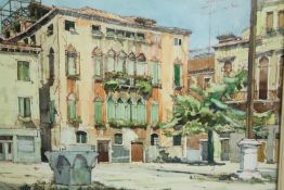 Peter Berrisford, The Campo Bandiera e Moro, Venice, signed framed and glazed. H.43 W.53cm.