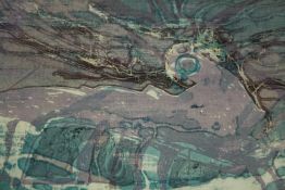 A screen print, 'Scorpio' abstract composition, signed in pencil Jocelyn Kemp, framed and glazed.