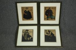After Sir William Nicholson (1872-1949) a set of four lithographs from the Alphabet series framed