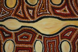 Aboriginal art, acrylic abstract study, framed and glazed. H.60 W.67cm.