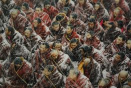 TR10566 † Jeremy Hunter, b.1969, photographic print on canvas, '27 Monks awaiting living Buddha',
