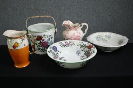 A group of Staffordshire 19th century and later wares, including Copeland Spode floral decorated ice